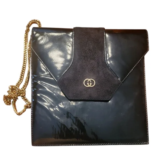 Very Rare Authentic Gucci Black Leather Shoulder Bag - Picture 2 of 9